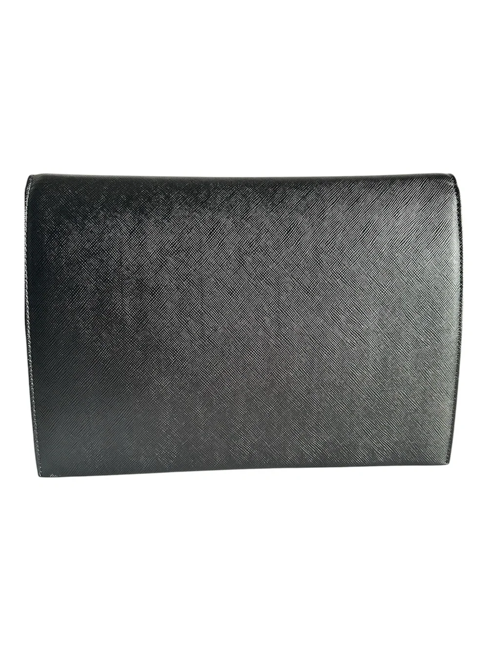 Yves Saint Laurent YSL Black Saffiano Leather Diagonal Envelope Clutch Bag